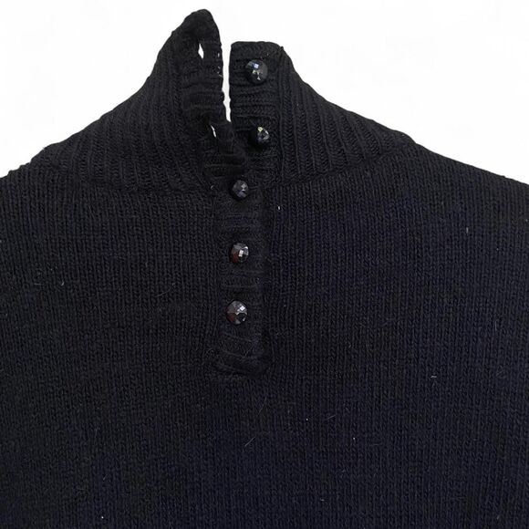 Vintage 90s I.B Diffusion Sequined argyle black and red turtleneck sweater sz M - Picture 4 of 6